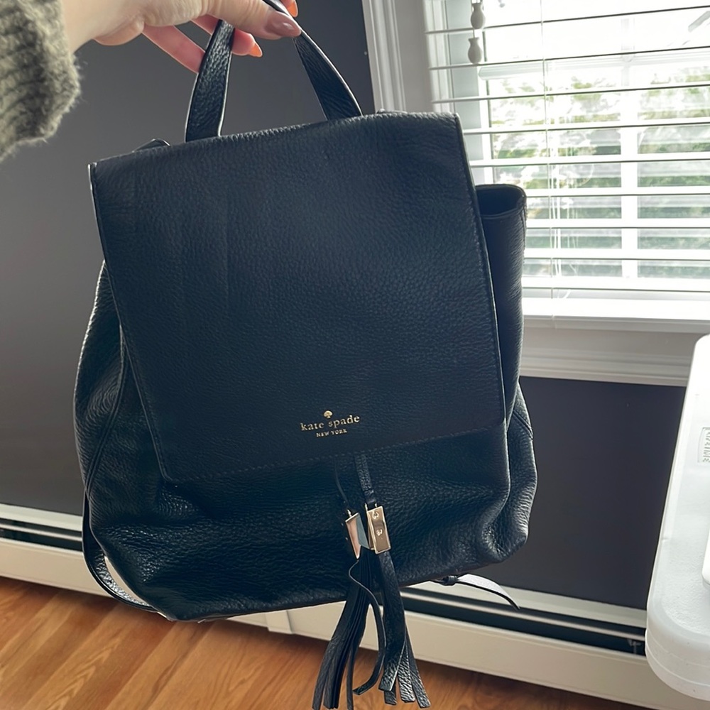 Kate Spade Black Leather Backpack